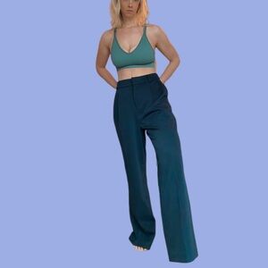LOFT navy Blue Wide-Leg High-Rise Trousers
